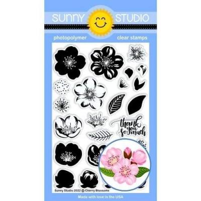 Sunny Studio Clear Stamps Layering - Cherry Blossoms